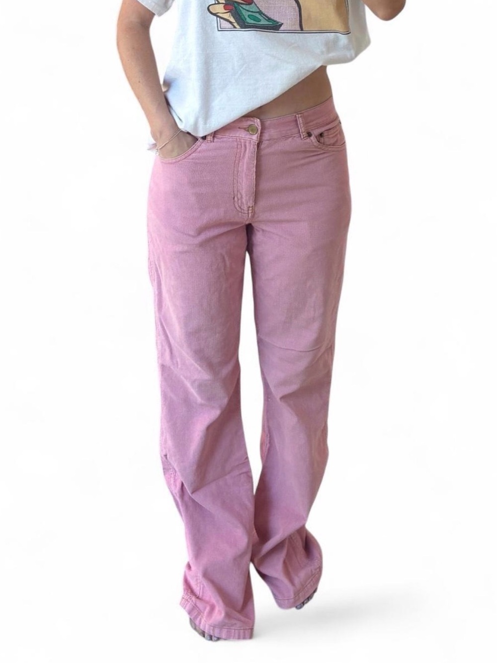 MAUIGIRL Y2k Pink Low Rise Wide Leg Soft Relaxed Corduroy Jeans Size 4